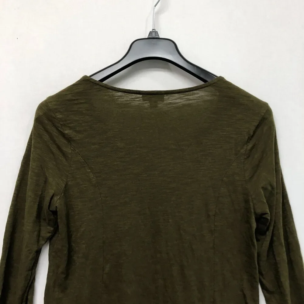 J Jill Women Long Sleeve Blouse Top Shirt Size Medium Petite Olive Green B305 -6 - Picture 12 of 13